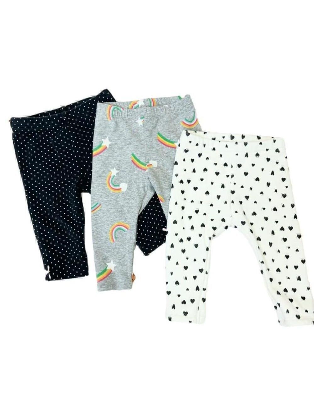 Baby Girls 3 Piece Okie Dokie Leggings Black Rainbow Hearts - 6M